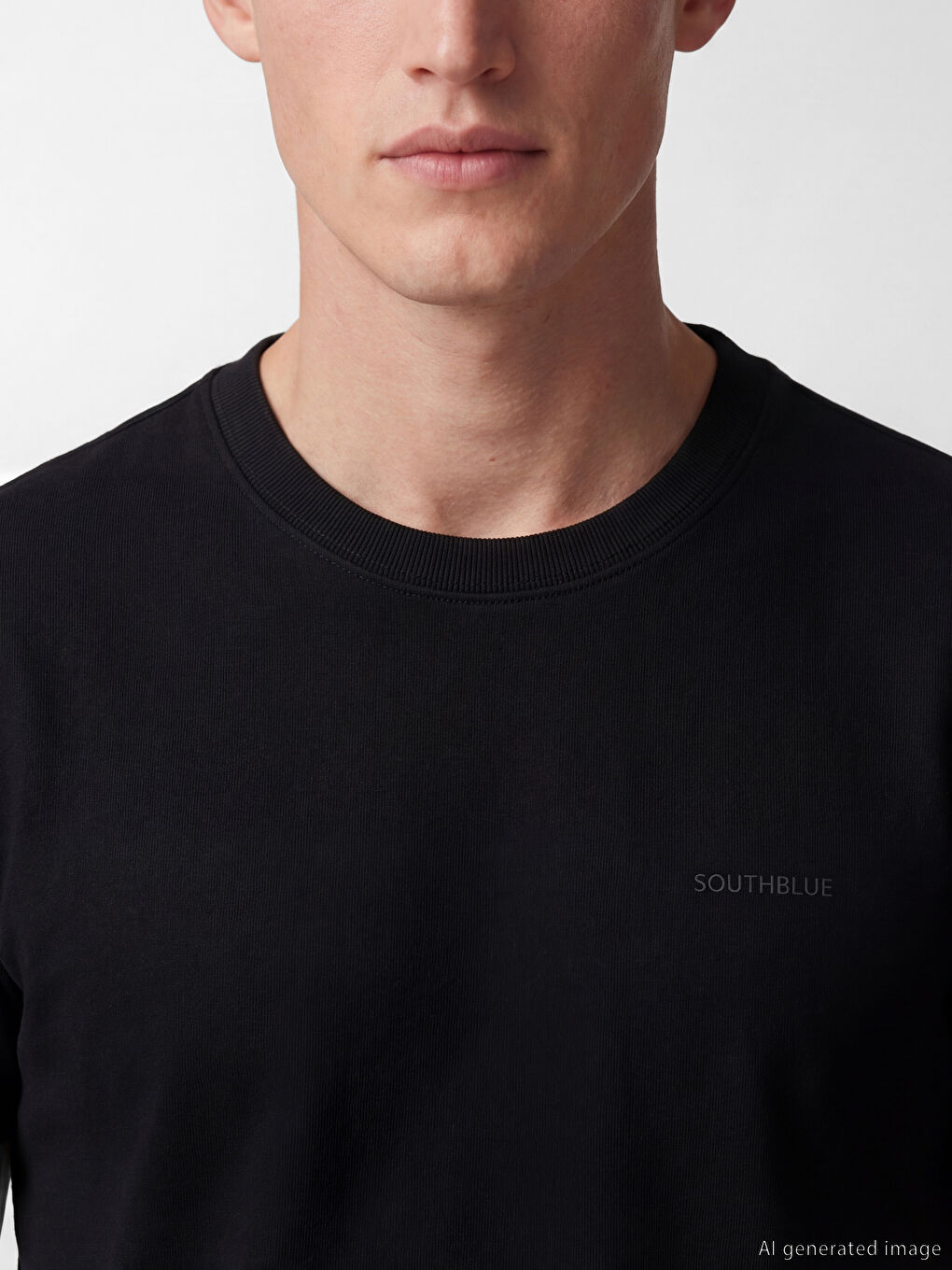 Siyah %100 Pamuk Regular Fit Basic Kalın Tişört-2