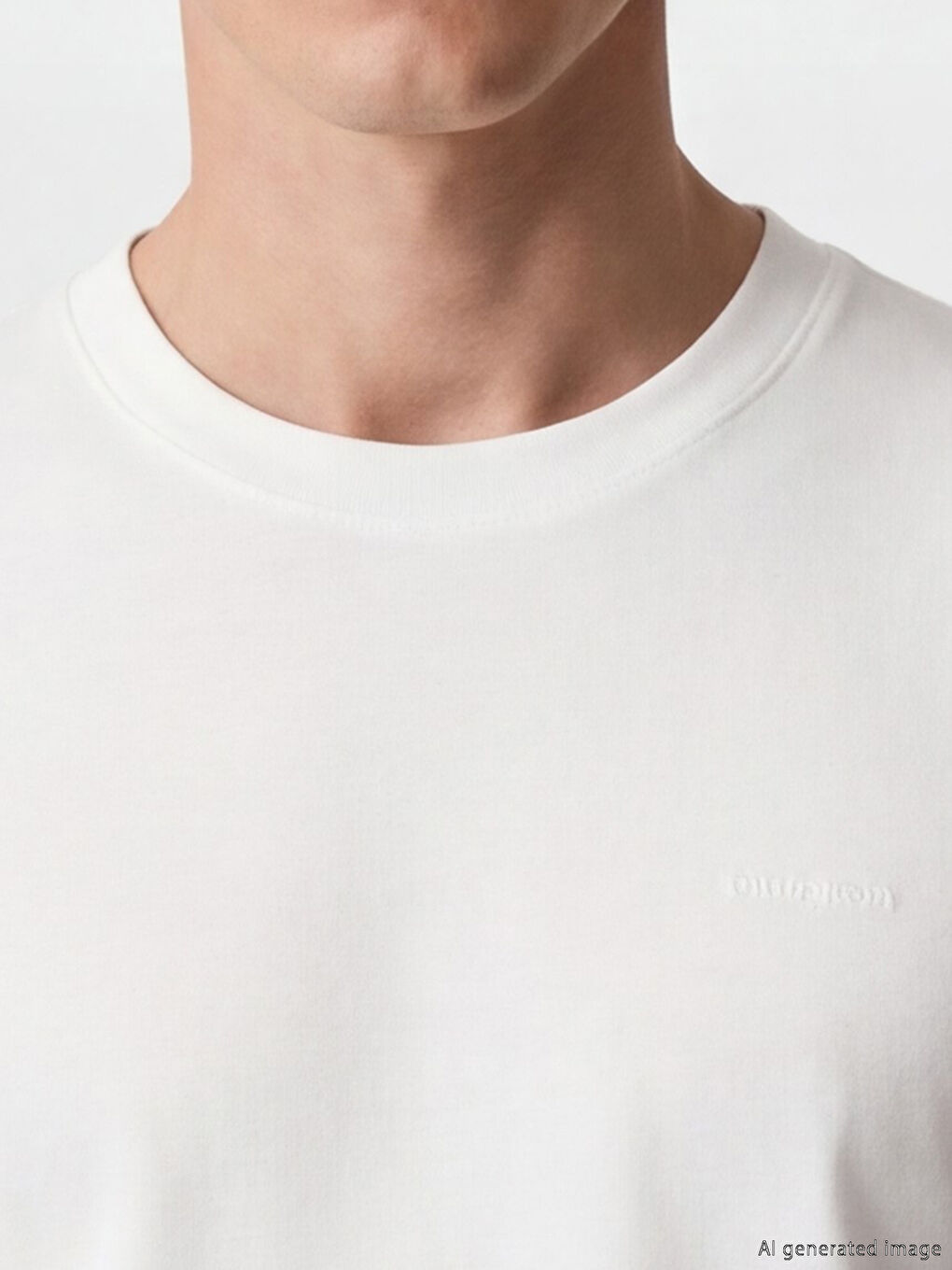 Ekru %100 Pamuk Regular Fit Basic Kalın Tişört-2