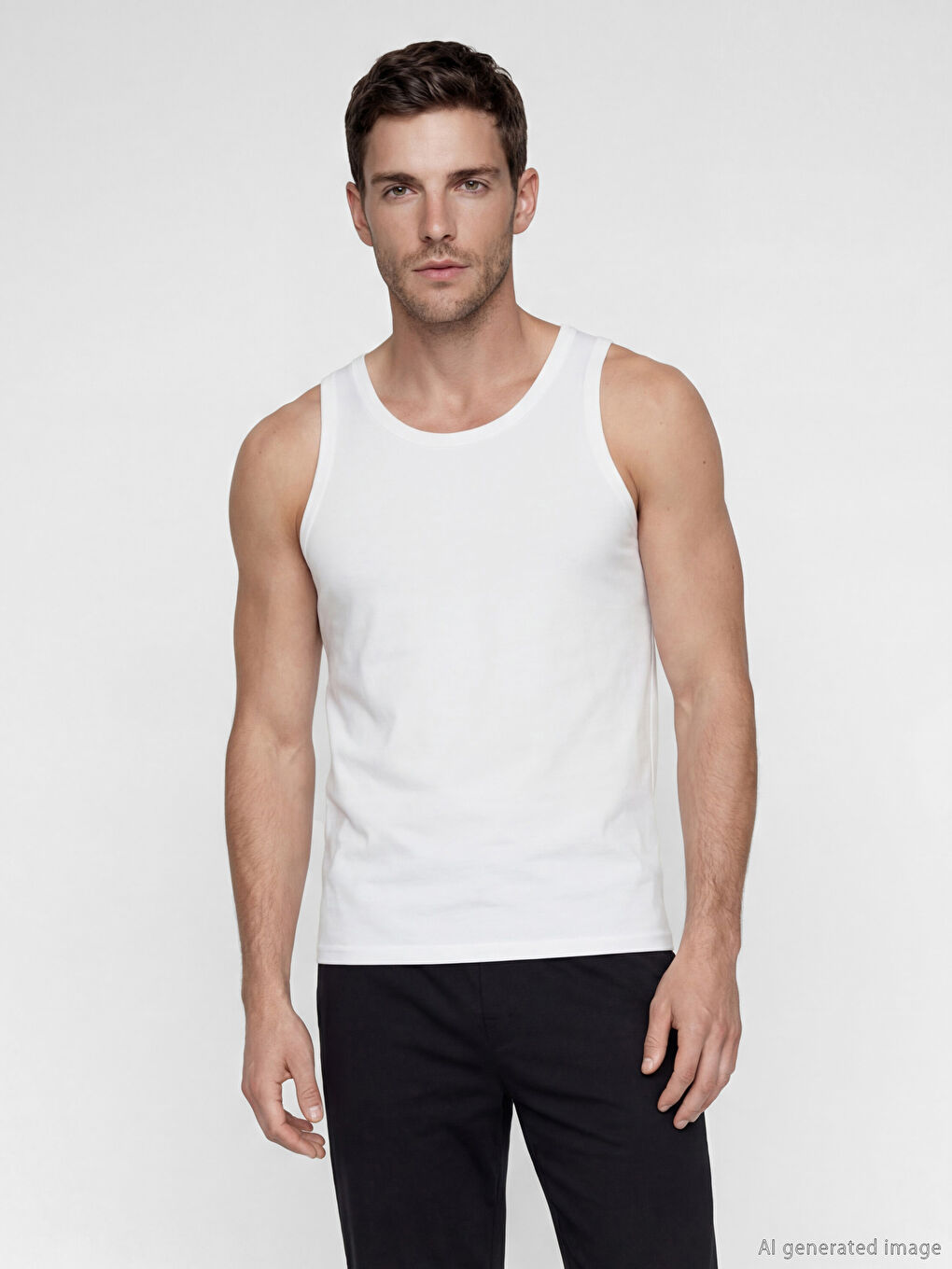 Siyah U Yaka Penye Erkek Atlet 5'li -2