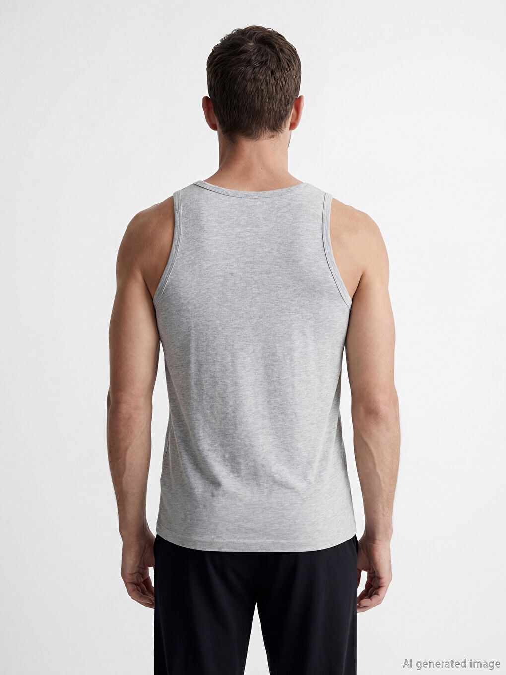 Siyah U Yaka Penye Erkek Atlet 5'li -5