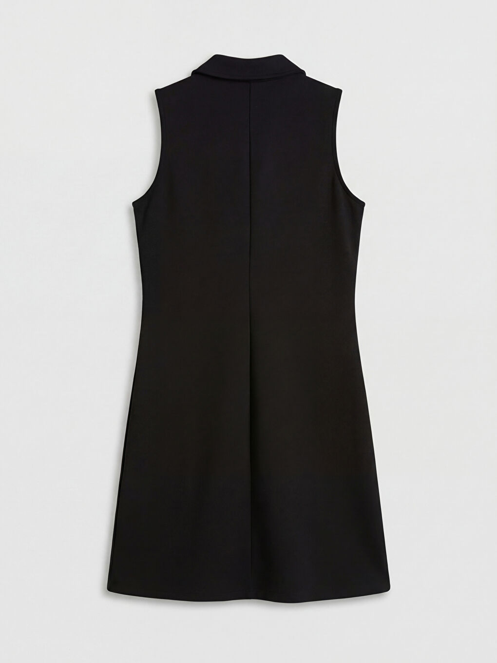 Siyah Polo Yaka Pike Mini Elbise-2