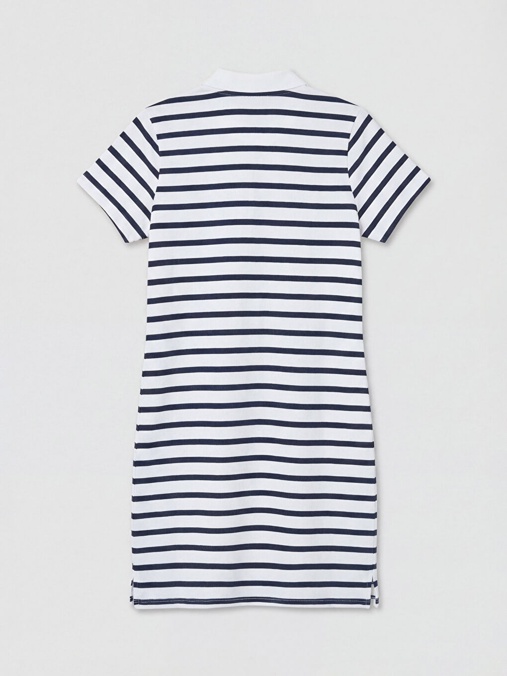 Lacivert Polo Yaka Çizgili Pike Mini Elbise-1