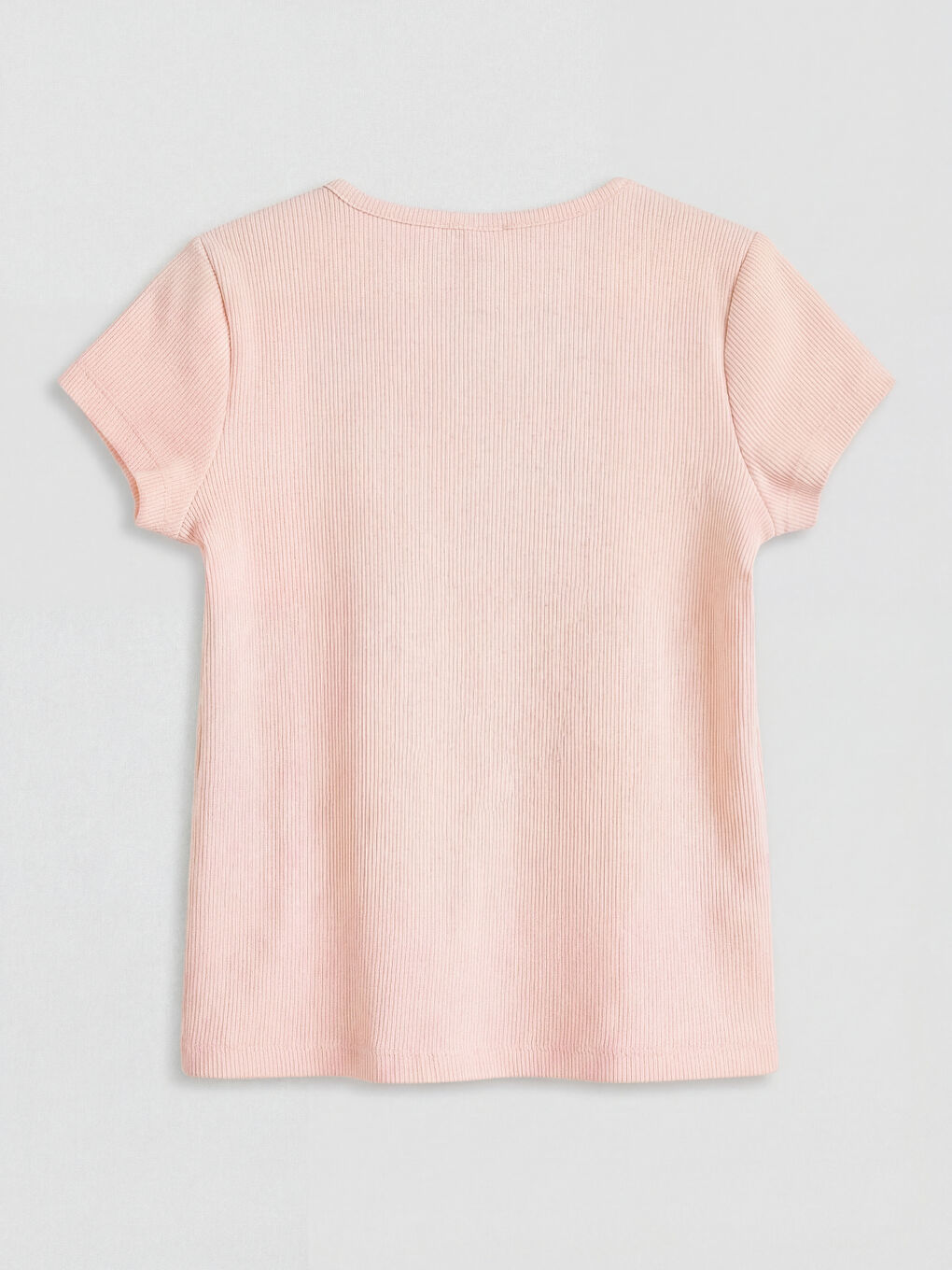 Pembe Bisiklet Yaka Fiyonk Detaylı Kız Çocuk Tişört-1