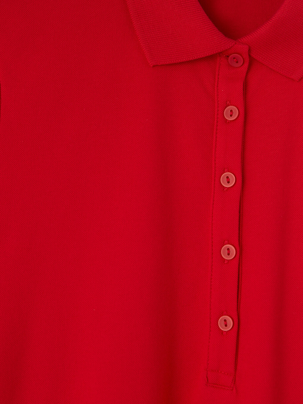 Kırmızı Polo Yaka Pike Mini Elbise-2