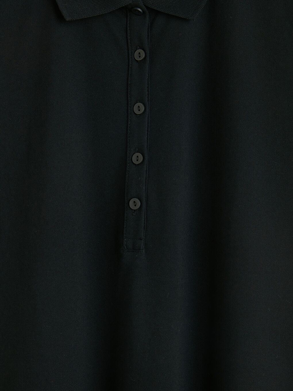 Siyah Polo Yaka Pike Mini Elbise-3