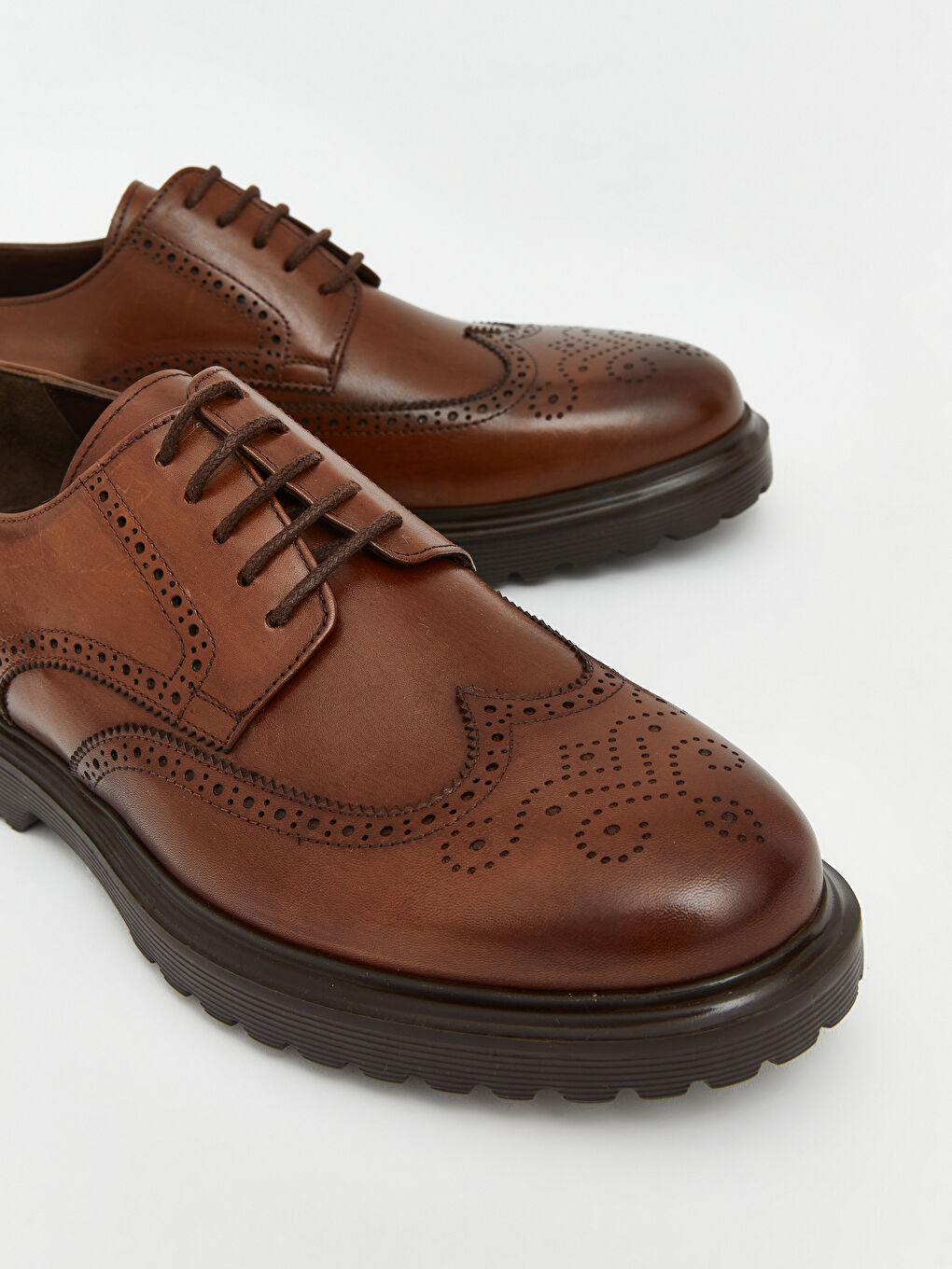 Kahverengi Hakiki Deri Erkek Klasik Ayakkabı-2