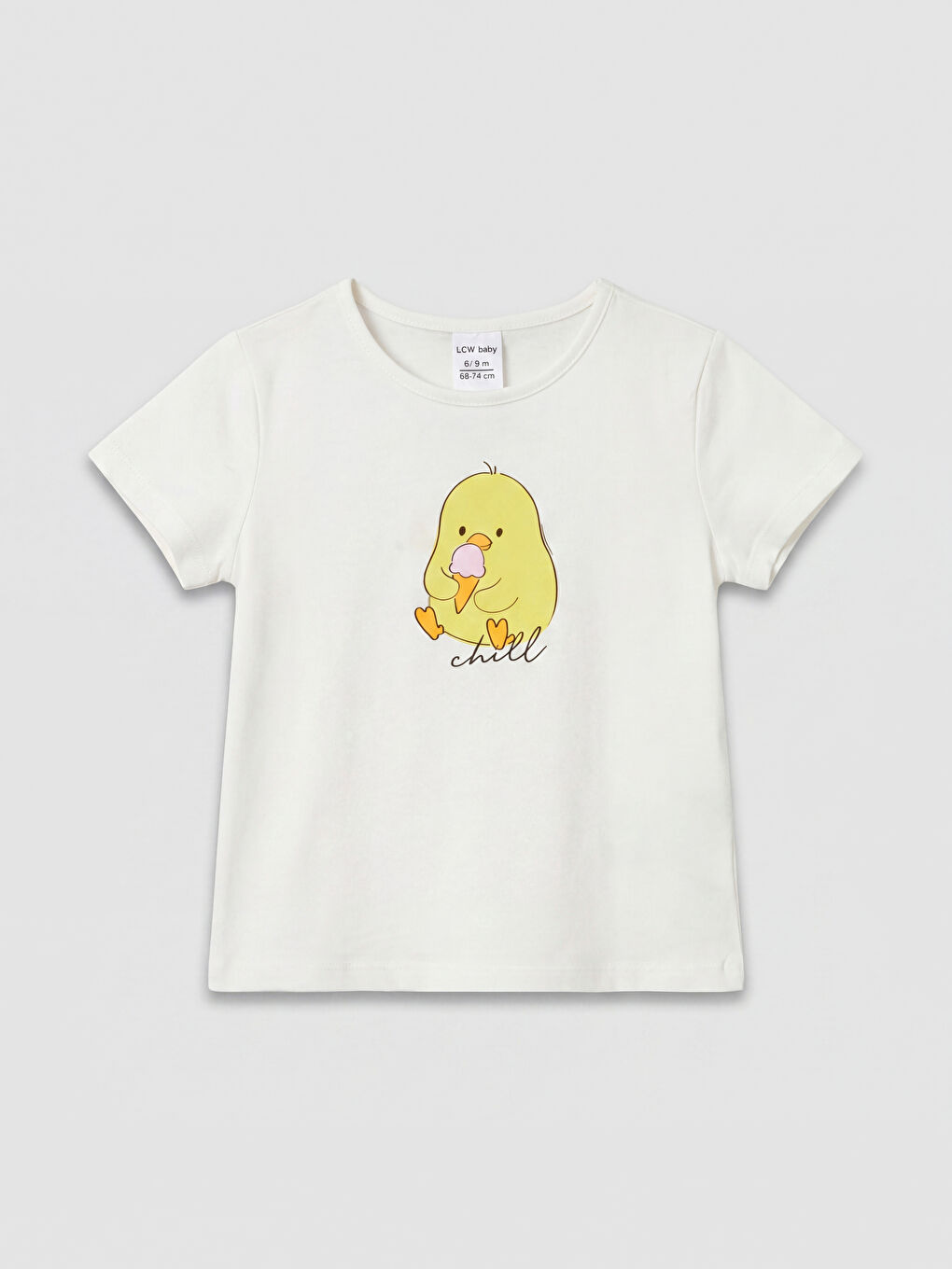 Ekru Civciv Baskılı Kız Çocuk Pijama Takım-1