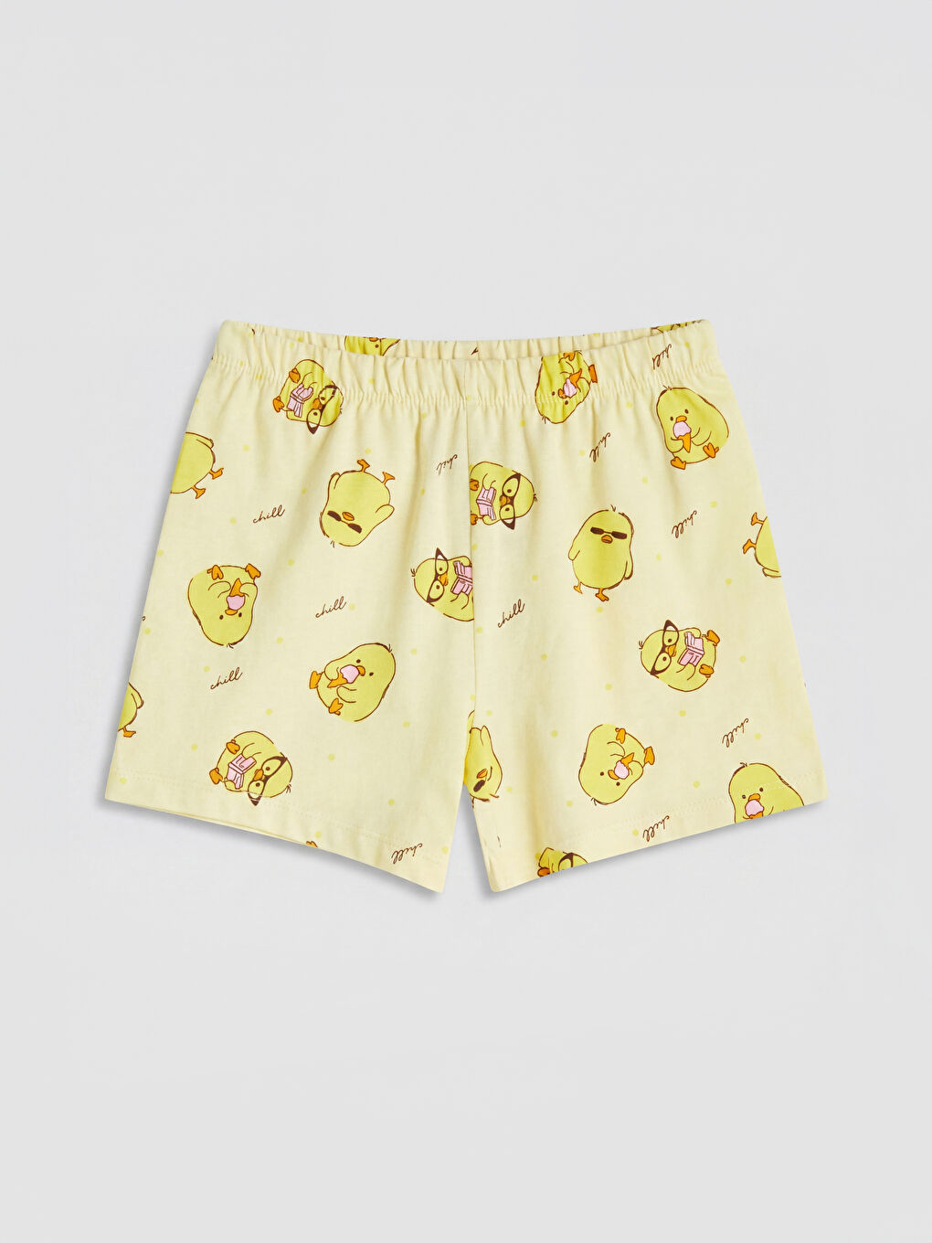 Ekru Civciv Baskılı Kız Çocuk Pijama Takım-4