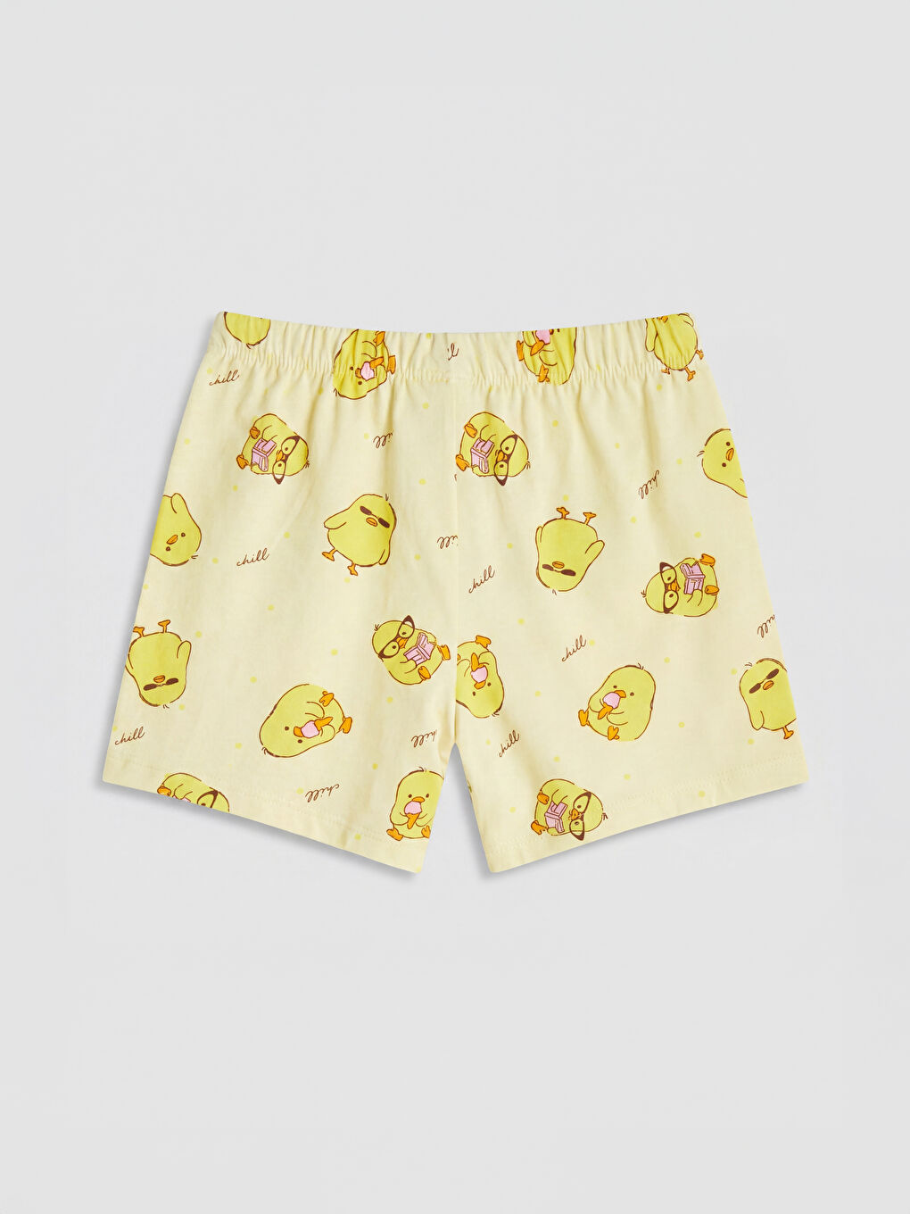 Ekru Civciv Baskılı Kız Çocuk Pijama Takım-5