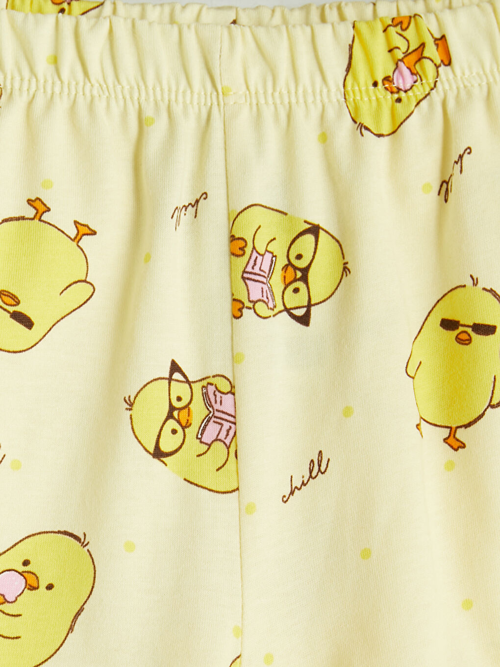 Ekru Civciv Baskılı Kız Çocuk Pijama Takım-6