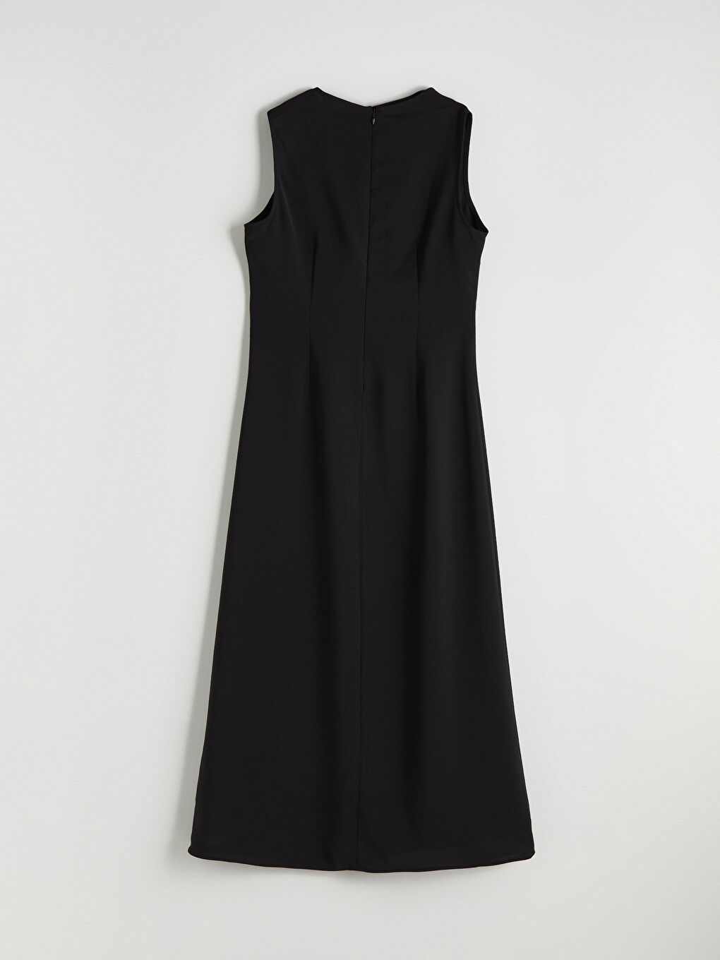 Siyah Kayık Yaka A Kesim Büzgülü Elbise-6