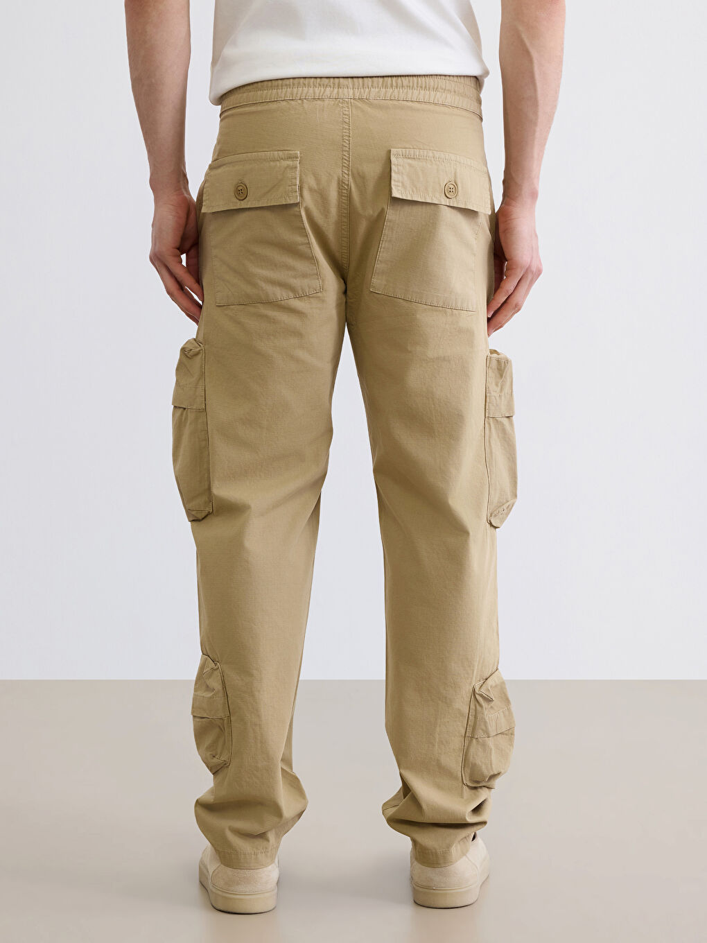 Bej Rahat Kalıp Erkek Kargo Pantolon-3