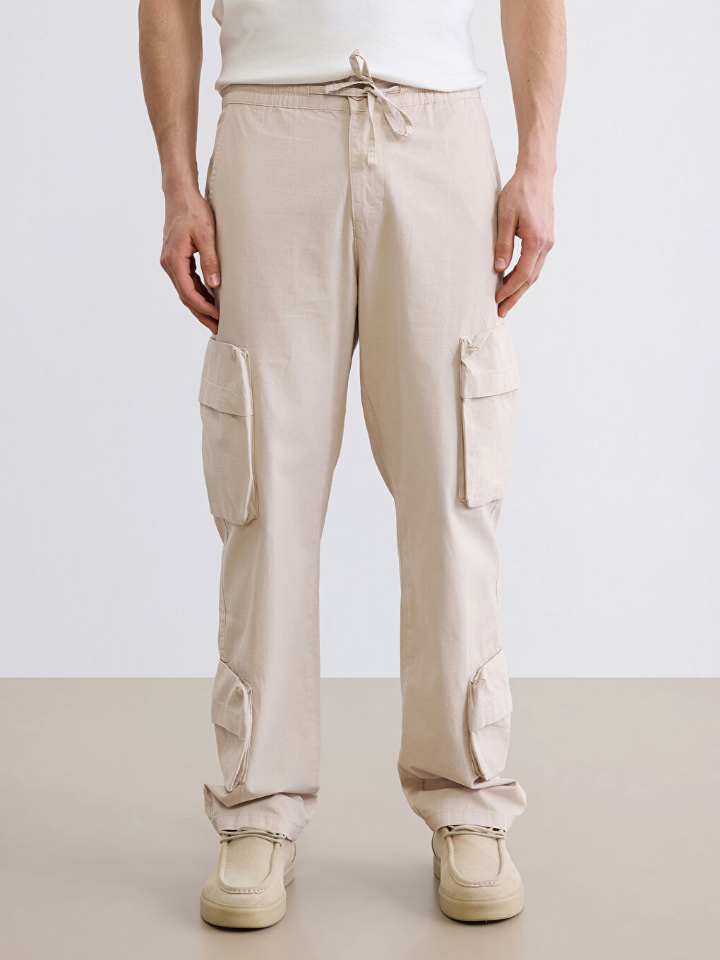 Bej Rahat Kalıp Erkek Kargo Pantolon-1