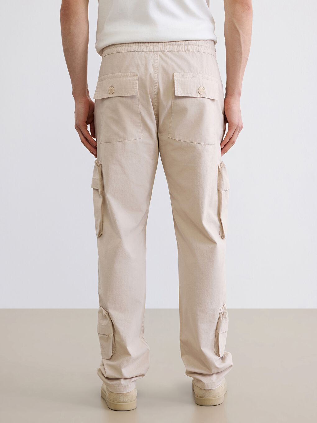 Bej Rahat Kalıp Erkek Kargo Pantolon-3