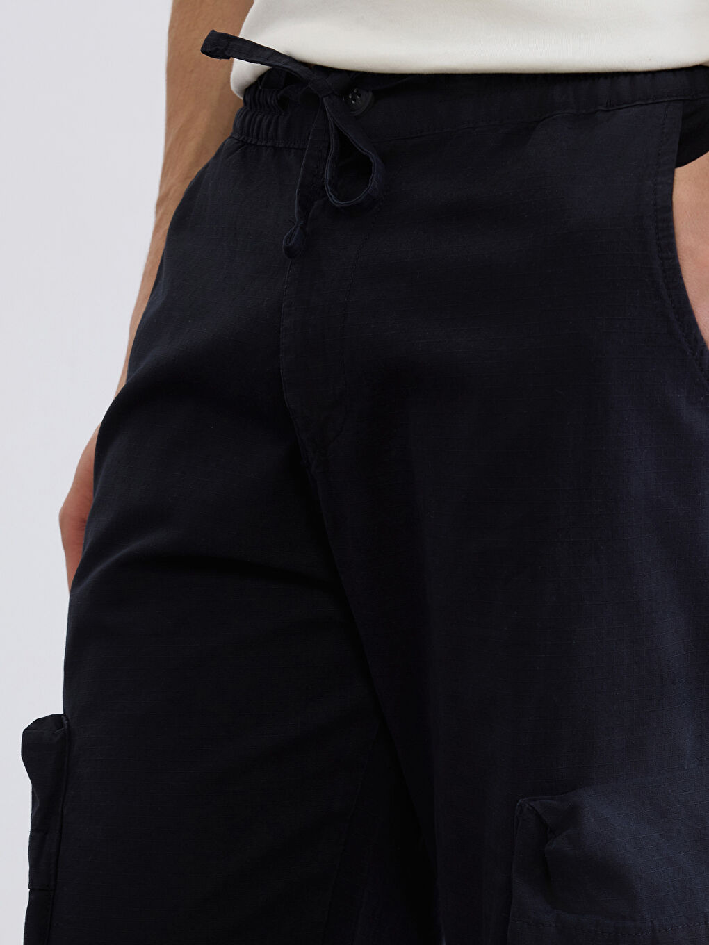 Siyah Rahat Kalıp Erkek Kargo Pantolon-2