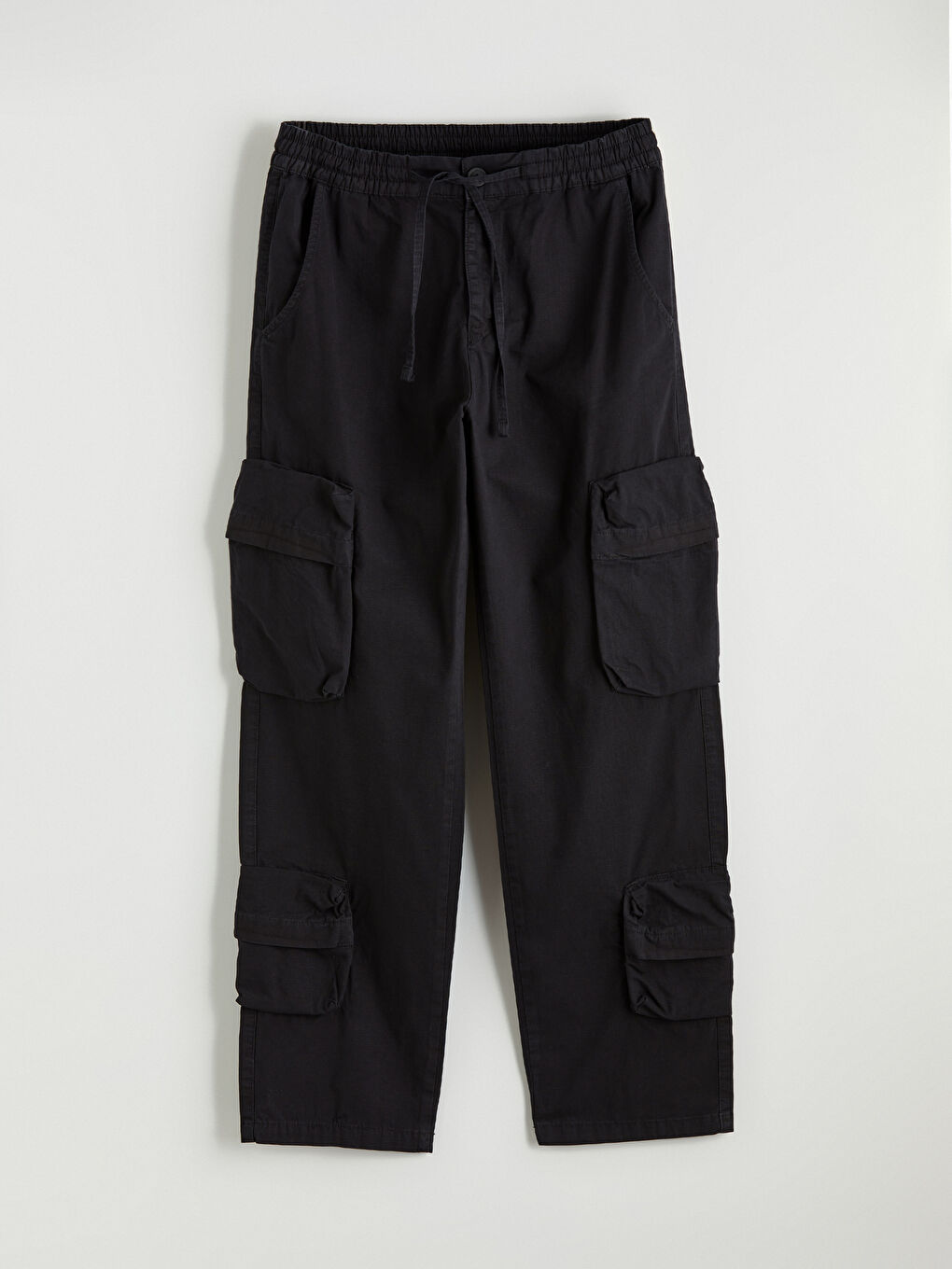 Siyah Rahat Kalıp Erkek Kargo Pantolon-4