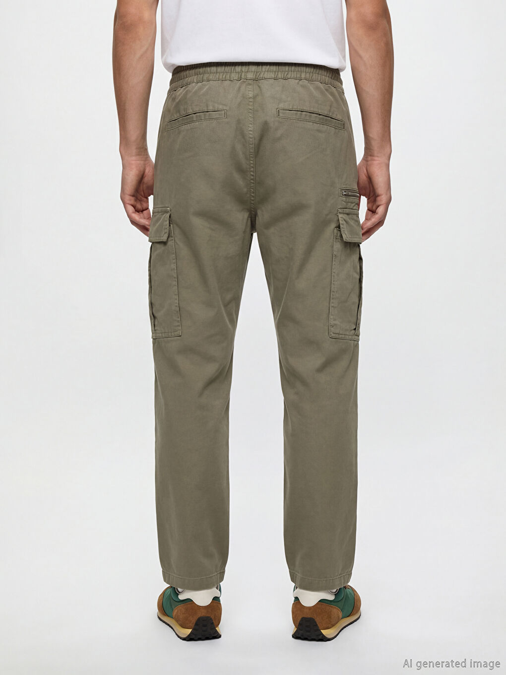 Haki Rahat Kalıp Erkek Kargo Pantolon-3