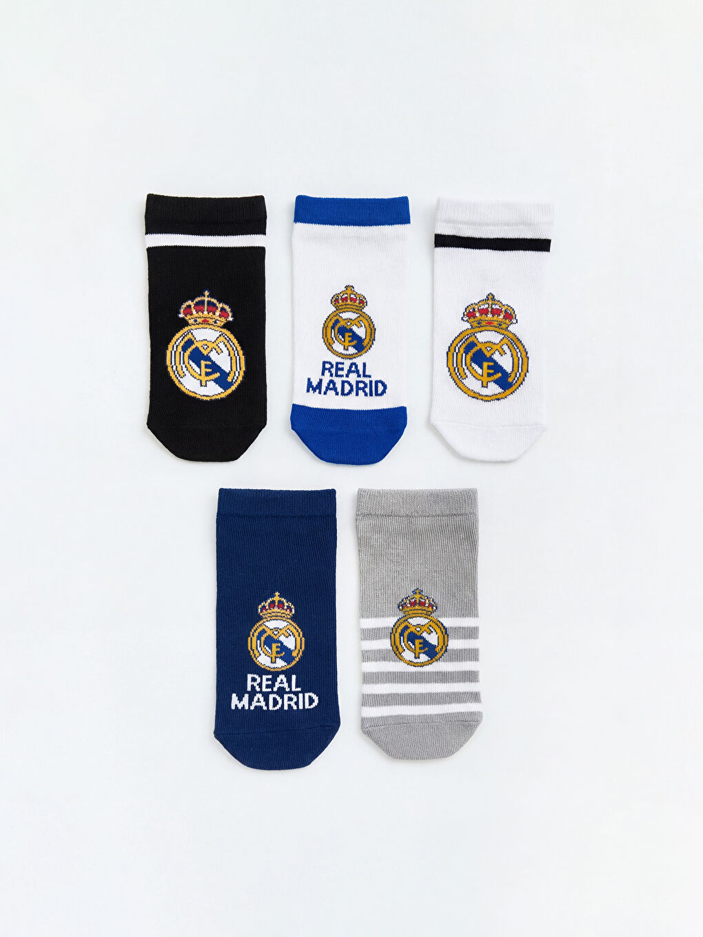 Karışık Real Madrid Desenli Erkek Çocuk Patik Çorap 5'li