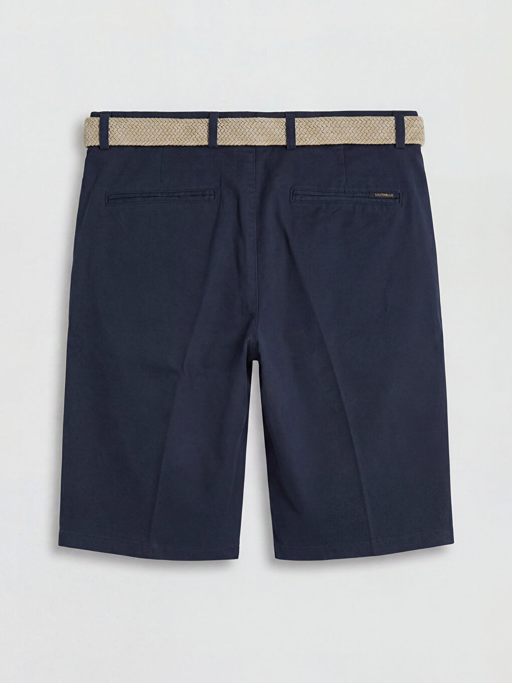 Lacivert Loose Fit Kemerli Erkek Pileli  Şort-1