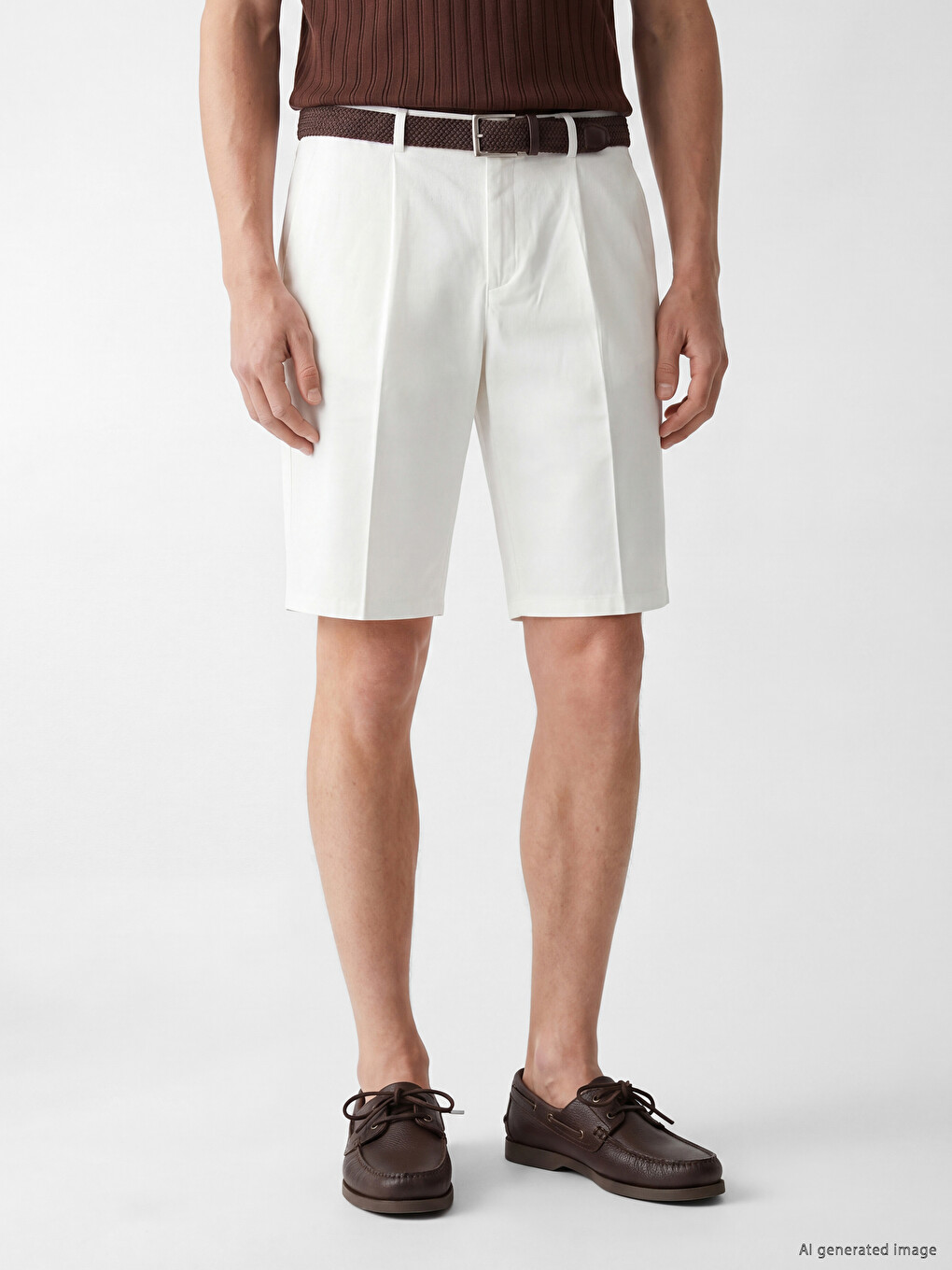 Loose Fit Belted Men's Pleated Shorts-2