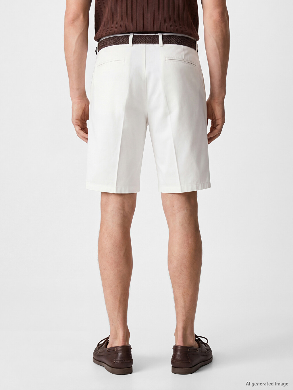 Loose Fit Belted Men's Pleated Shorts-4