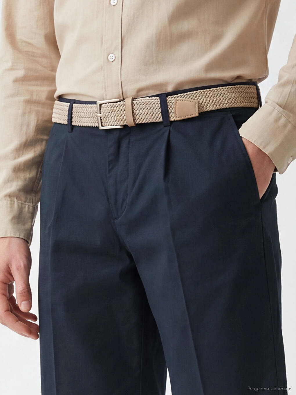 Loose Fit Belted Men's Pleated Shorts-2