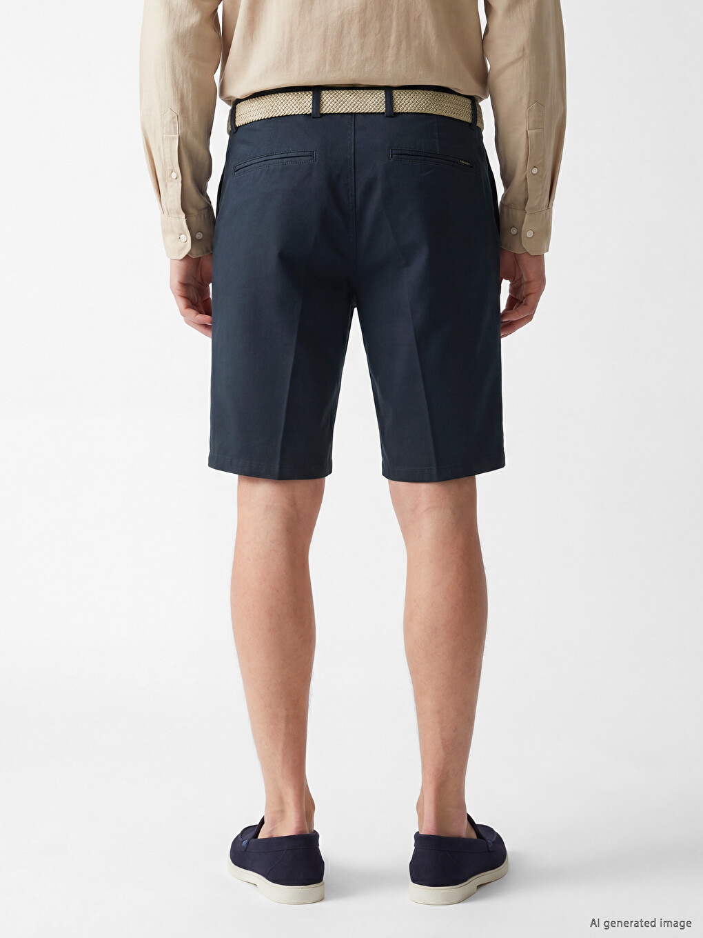 Loose Fit Belted Men's Pleated Shorts-3