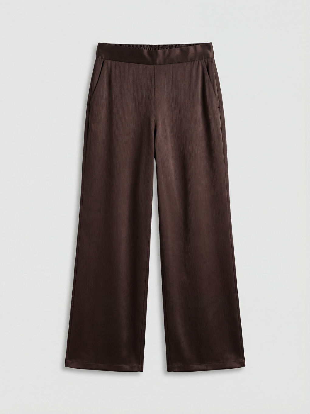 Kahverengi Beli Lastikli Dokulu Kadın Pantolon