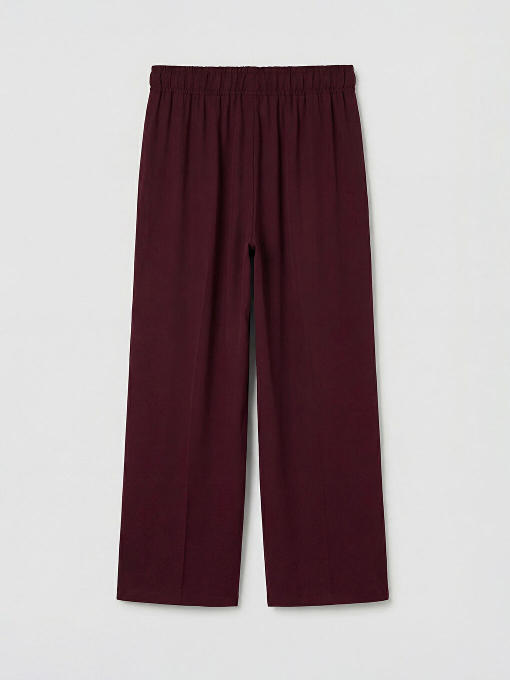 Bordo Beli Lastikli Kadın Pantolon-1