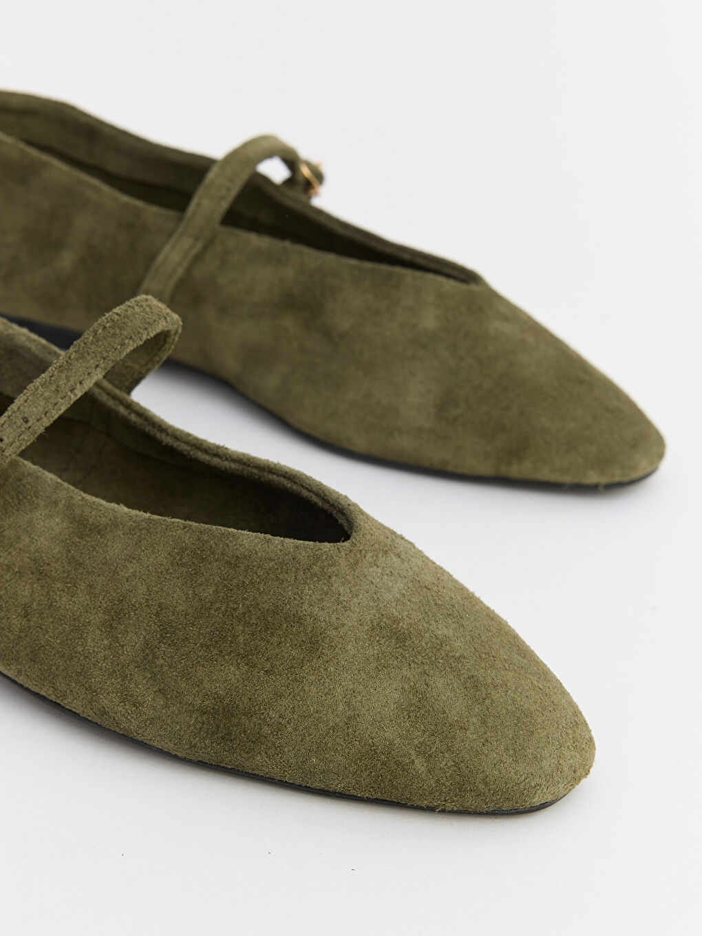 Haki Süet Görünümlü Kadın Babet-3