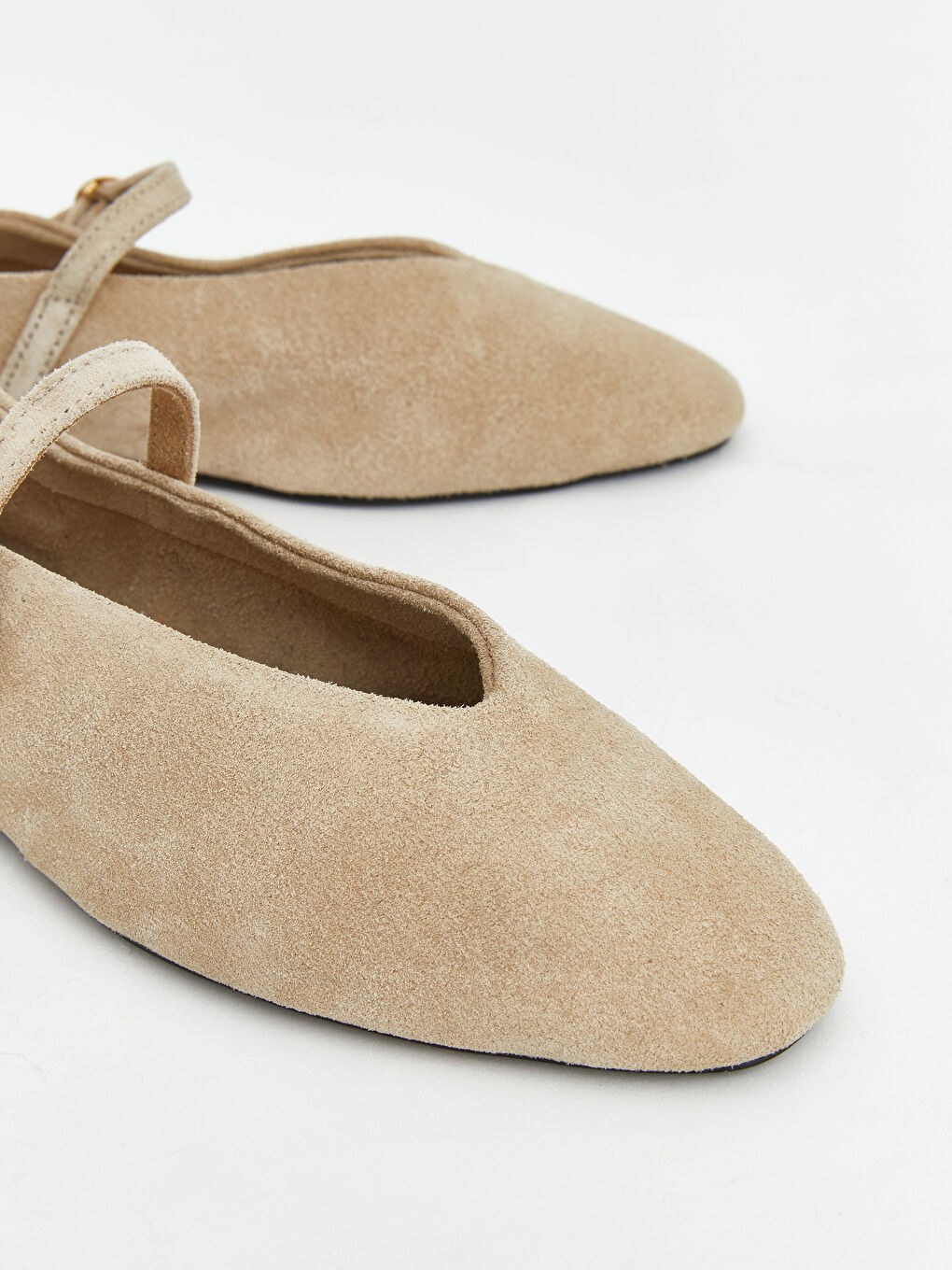 Bej Süet Görünümlü Kadın Babet-3