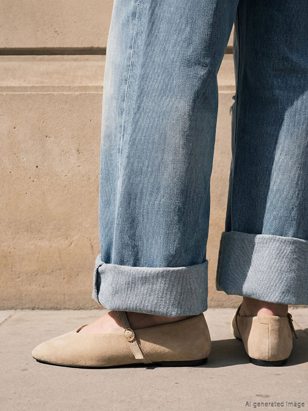 Bej Süet Görünümlü Kadın Babet