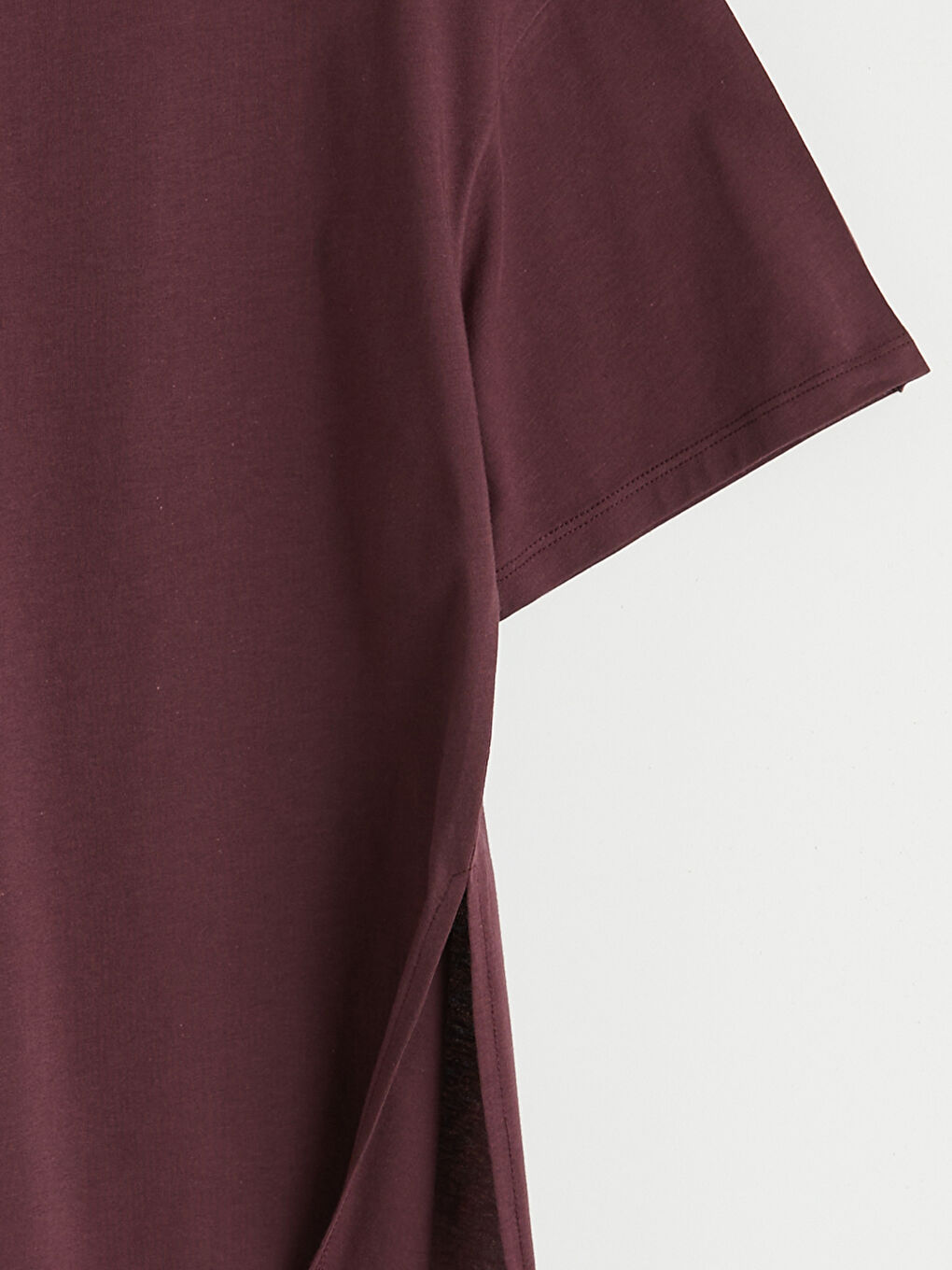 Bordo Bisiklet Yaka Kadın Spor Tişört-2