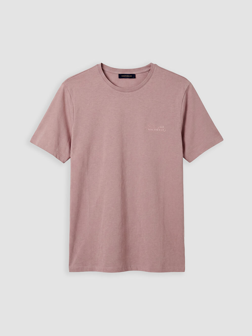 Pembe Bisiklet Yaka Nakışlı Erkek Tişört