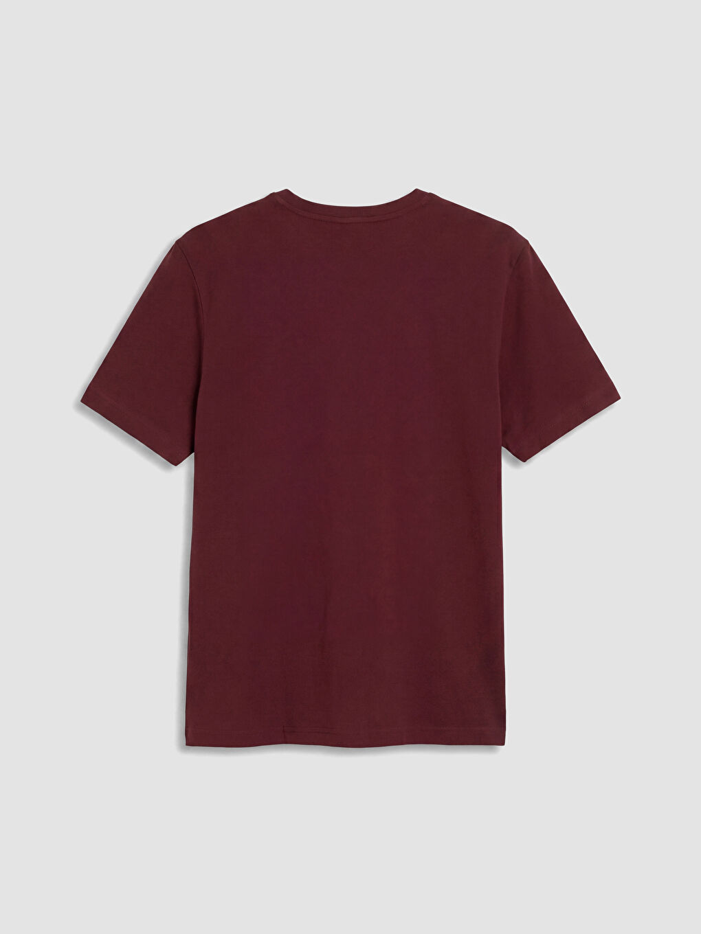 Bordo Bisiklet Yaka Baskılı Erkek Penye Tişört-2