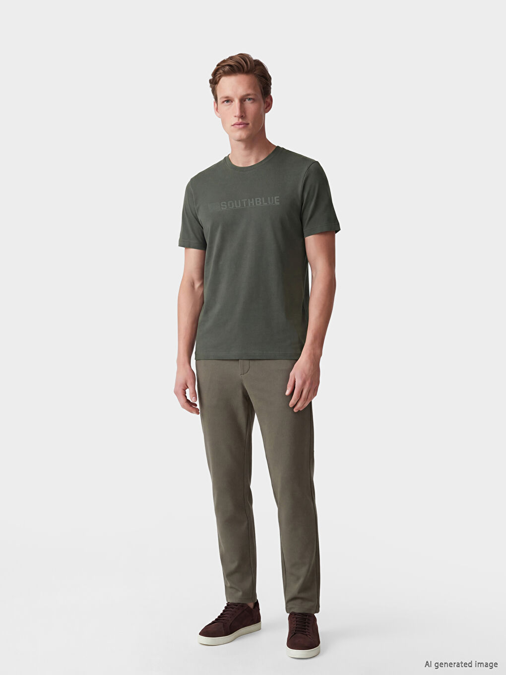 Tricou Jersey cu Imprimeu pentru Bărbați cu Guler Rotund-1