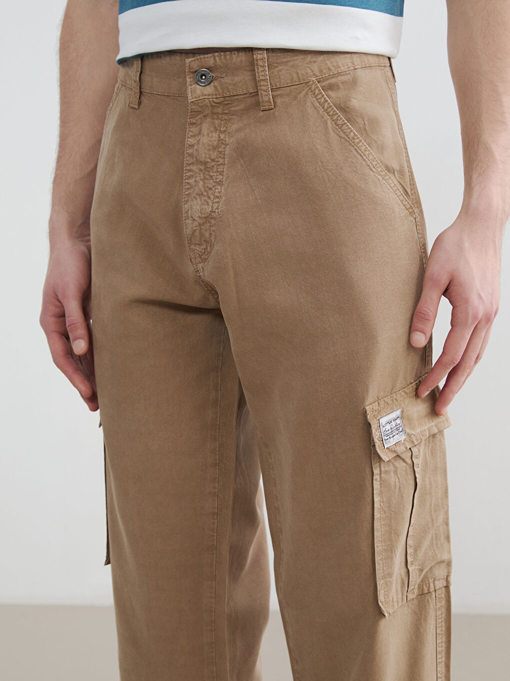 Kahverengi Standart Kalıp Erkek Kargo Pantolon-2