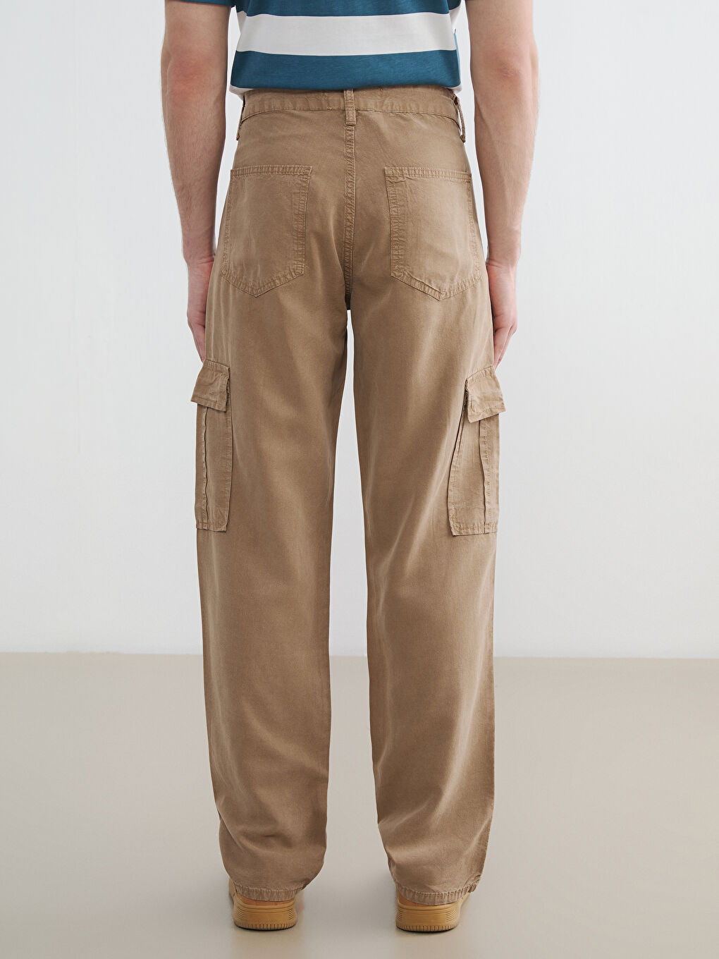 Kahverengi Standart Kalıp Erkek Kargo Pantolon-3