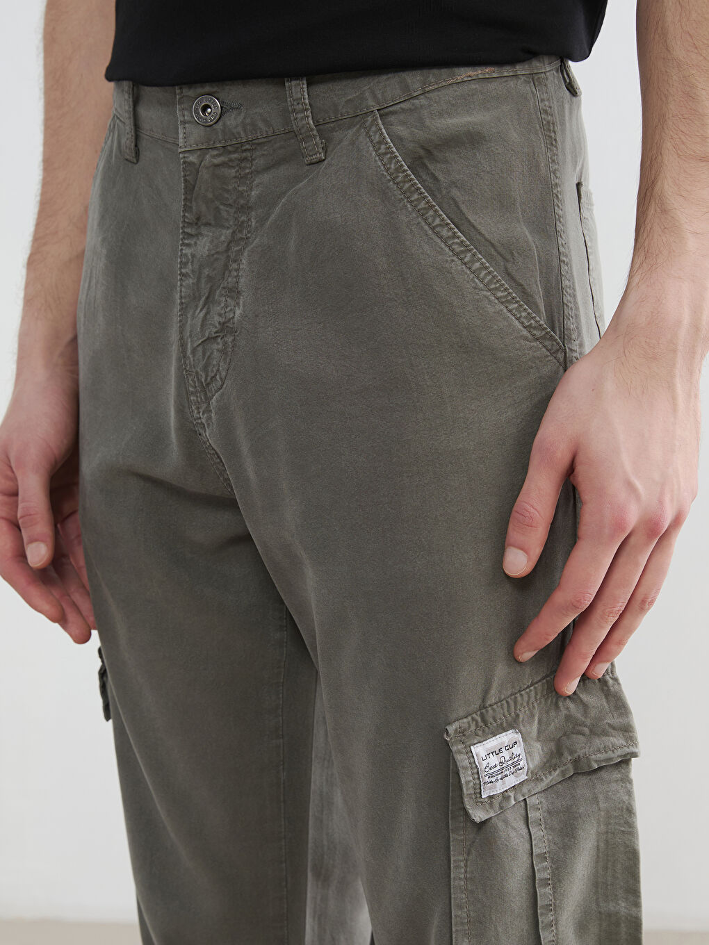 Yeşil Standart Kalıp Erkek Kargo Pantolon-2