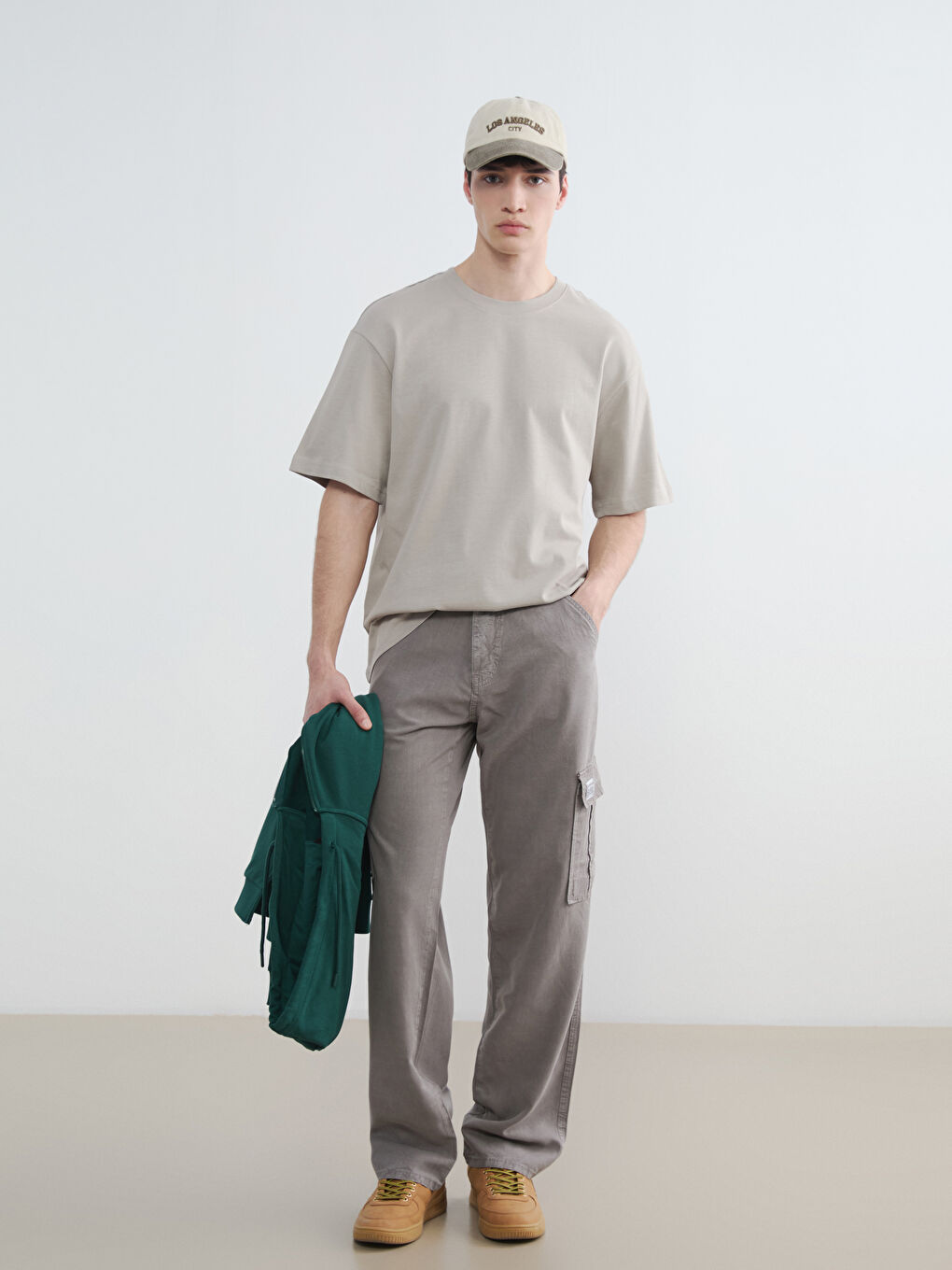 Gri Standart Kalıp Erkek Kargo Pantolon