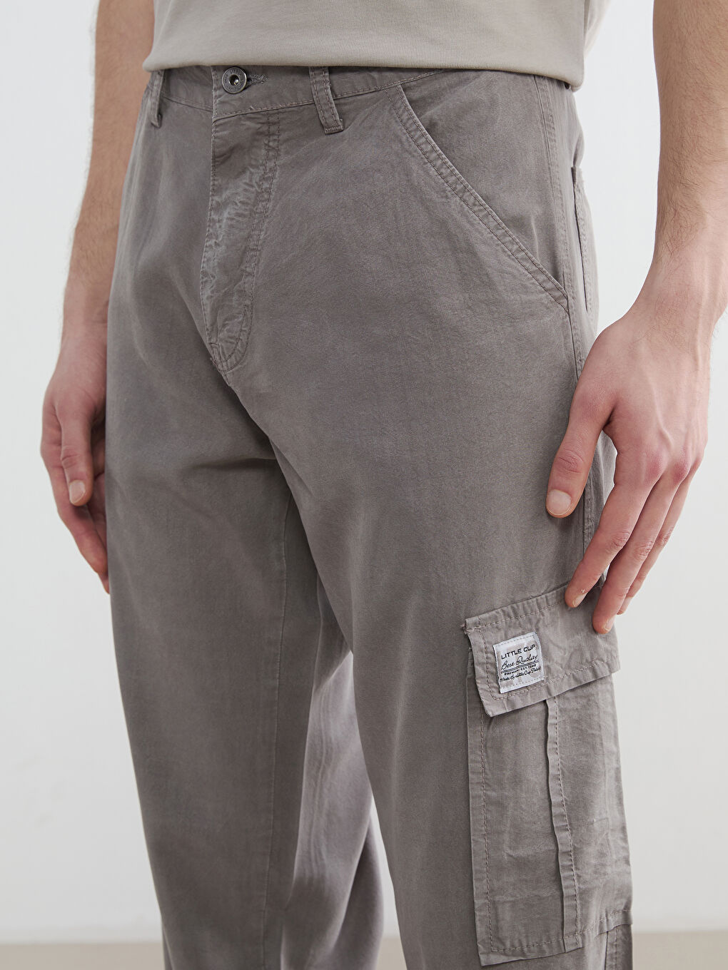 Gri Standart Kalıp Erkek Kargo Pantolon-2