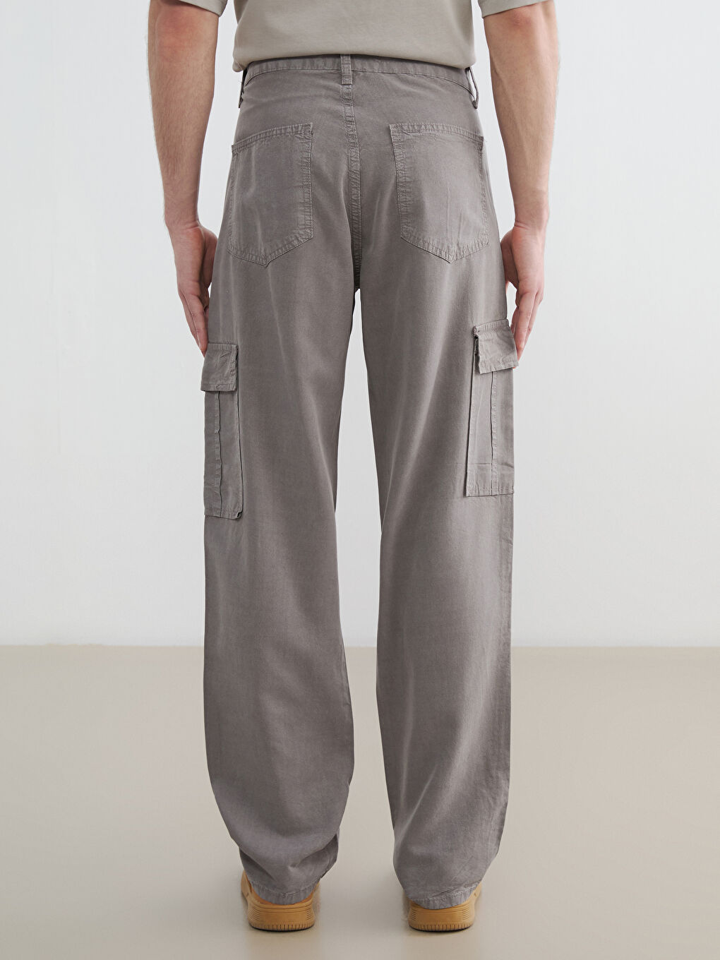 Gri Standart Kalıp Erkek Kargo Pantolon-3