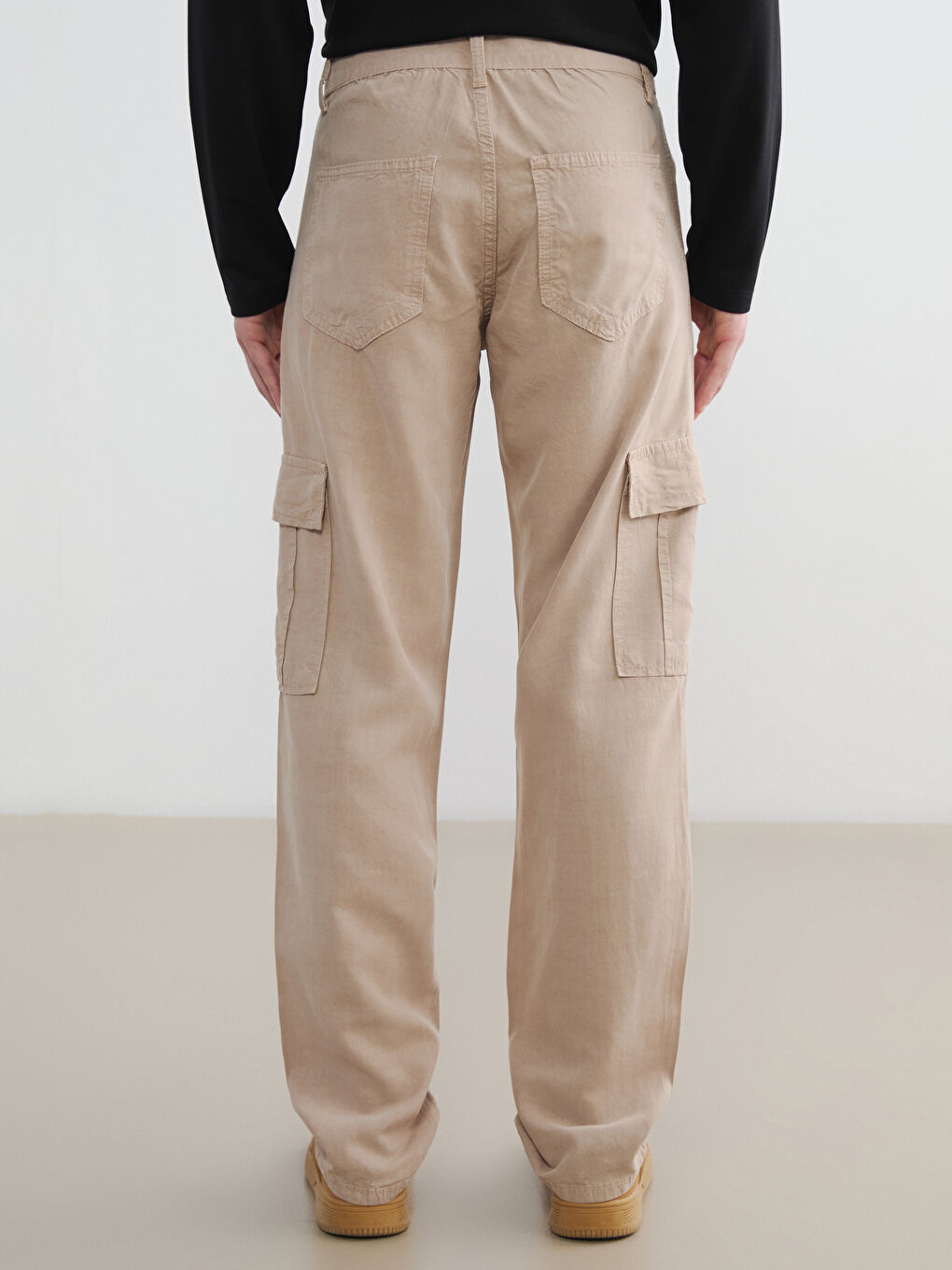 Bej Standart Kalıp Erkek Kargo Pantolon-3