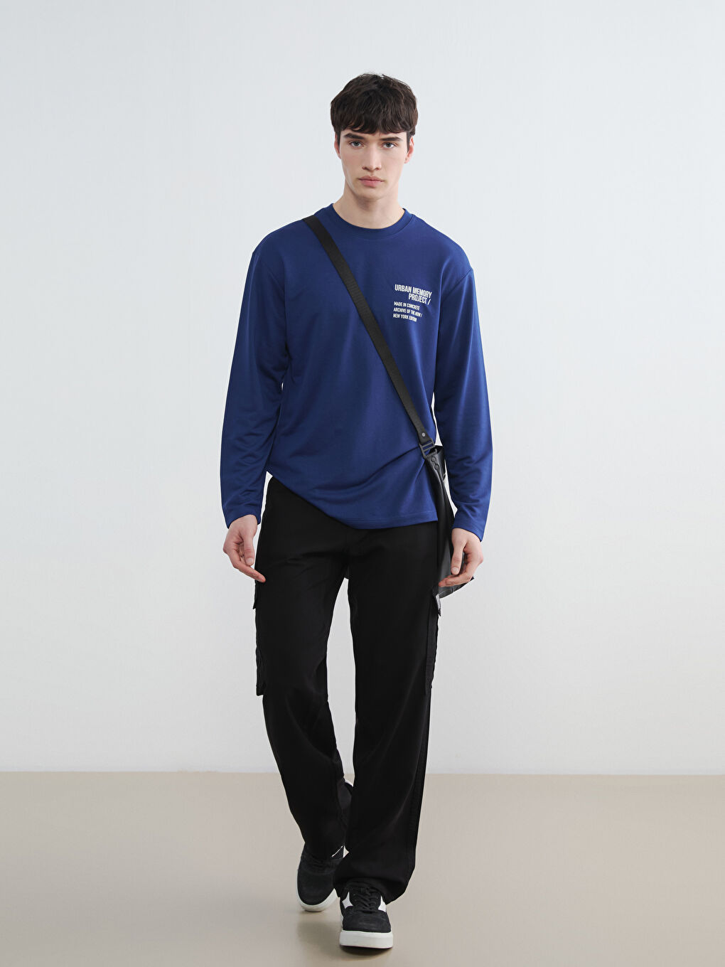 Siyah Standart Kalıp Erkek Kargo Pantolon