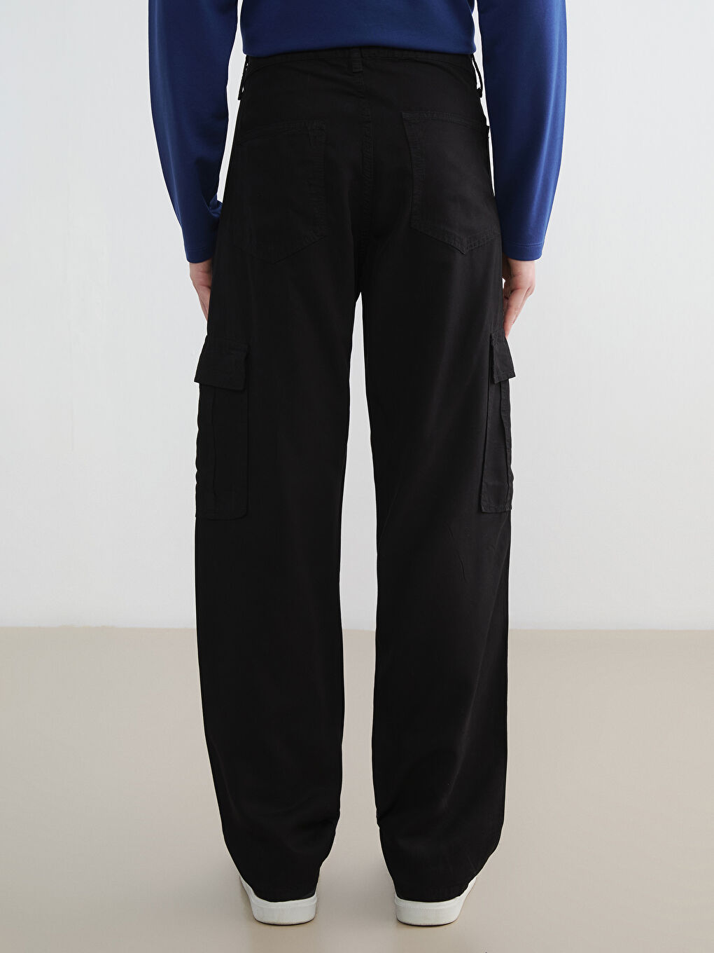 Siyah Standart Kalıp Erkek Kargo Pantolon-3