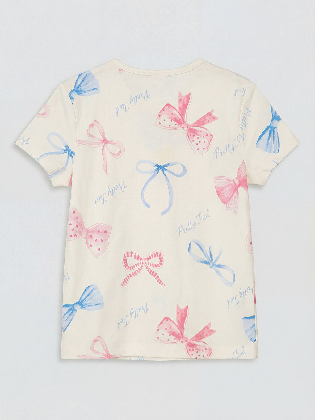 Ekru Bisiklet Yaka Kız Çocuk Baskılı Şortlu Pijama Takımı-2