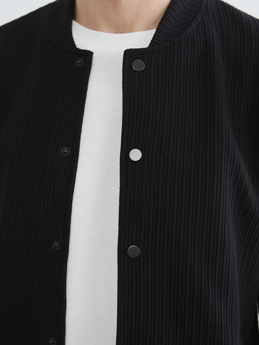 Siyah Kolej Yaka Erkek Sweatshirt-2