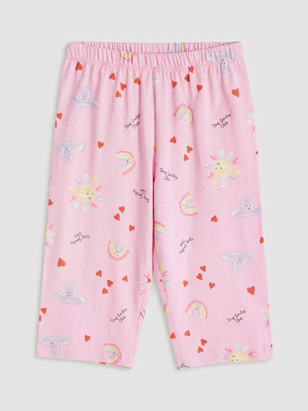 Ekru Bisiklet Yaka Kız Çocuk Şortlu Pijama Takımı-2