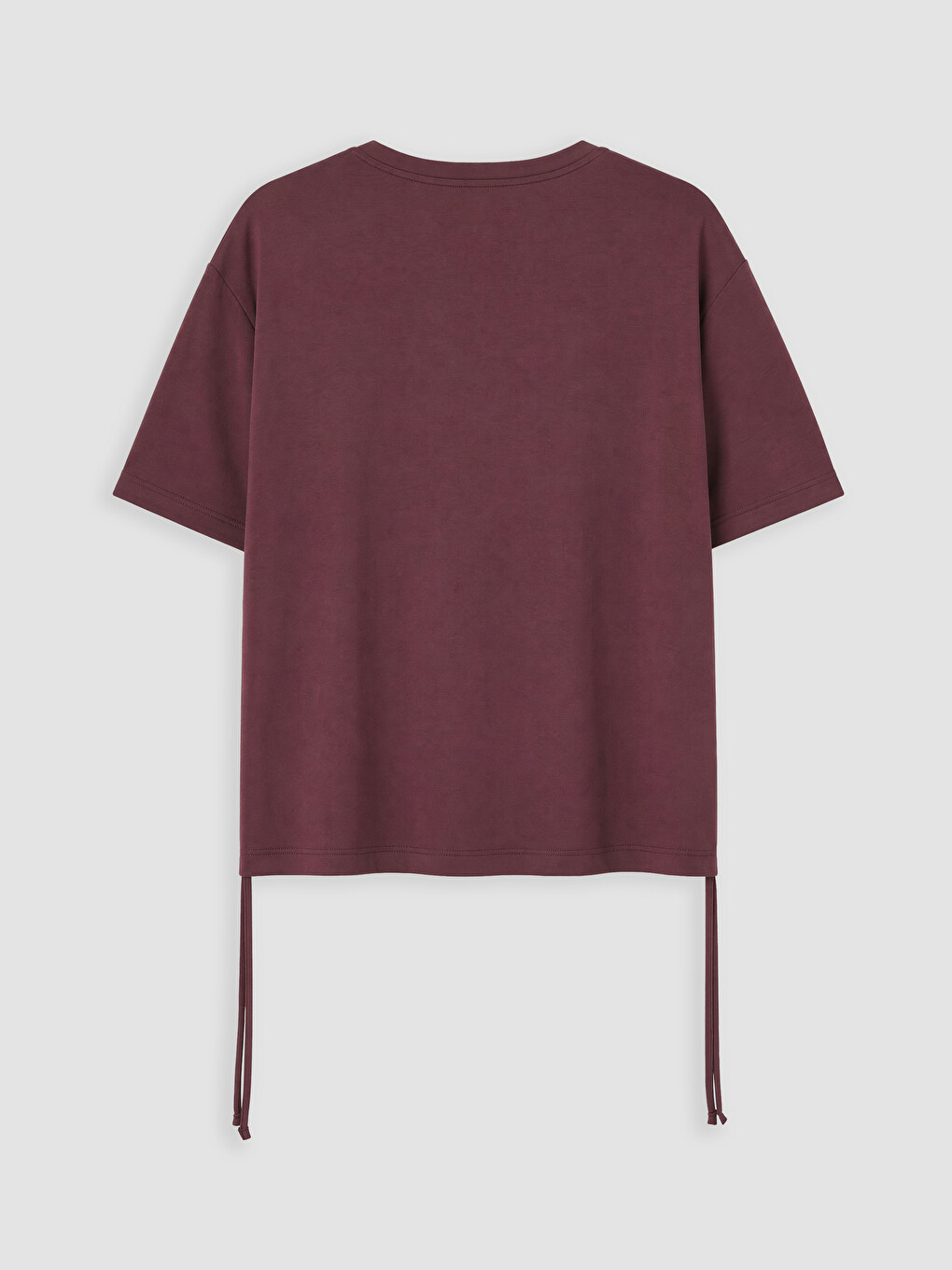 Bordo Büzgülü Modal Karışımlı Kadın Spor Tişört-3