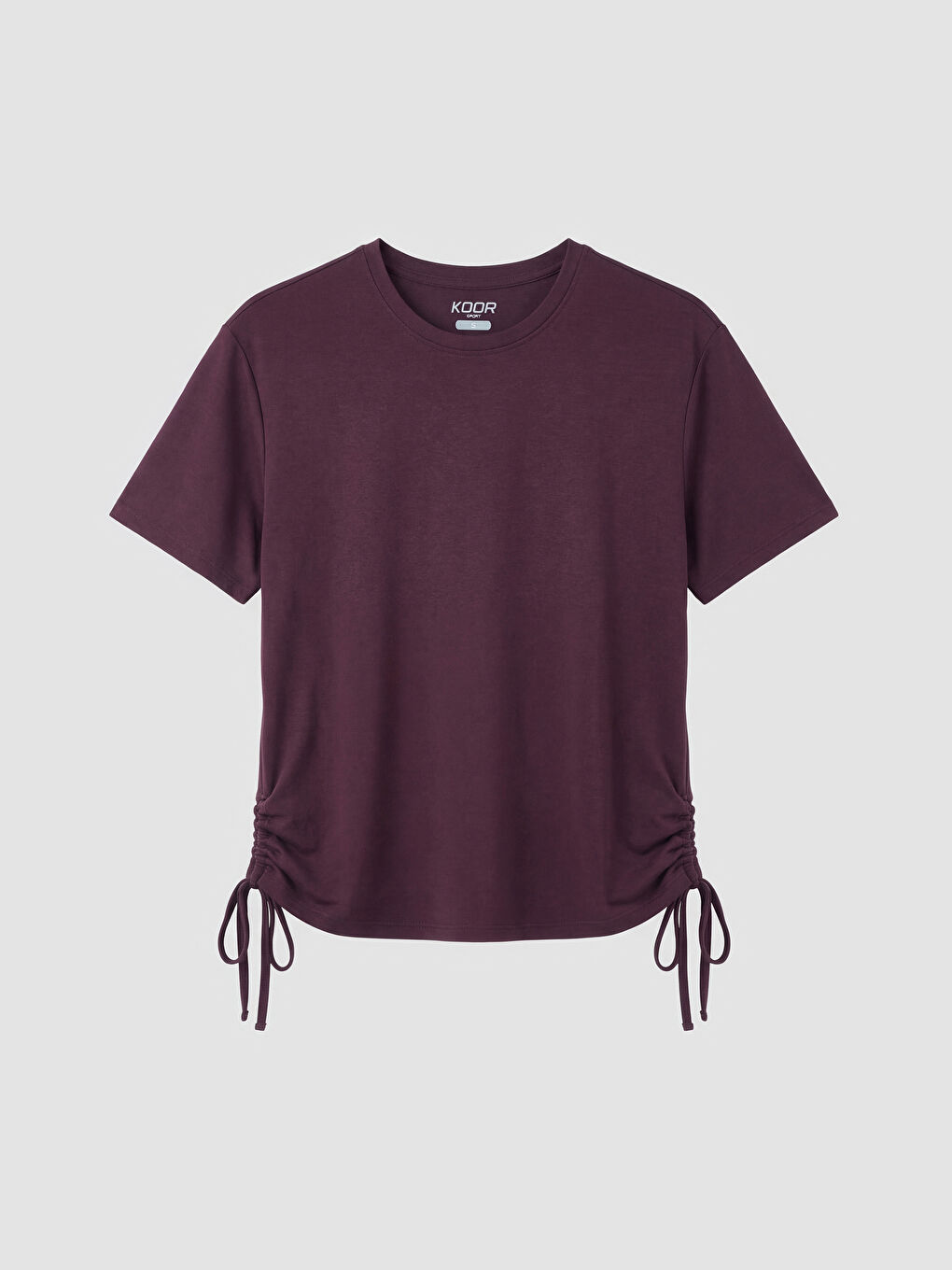 Mürdüm Büzgülü Modal Karışımlı Kadın Spor Tişört